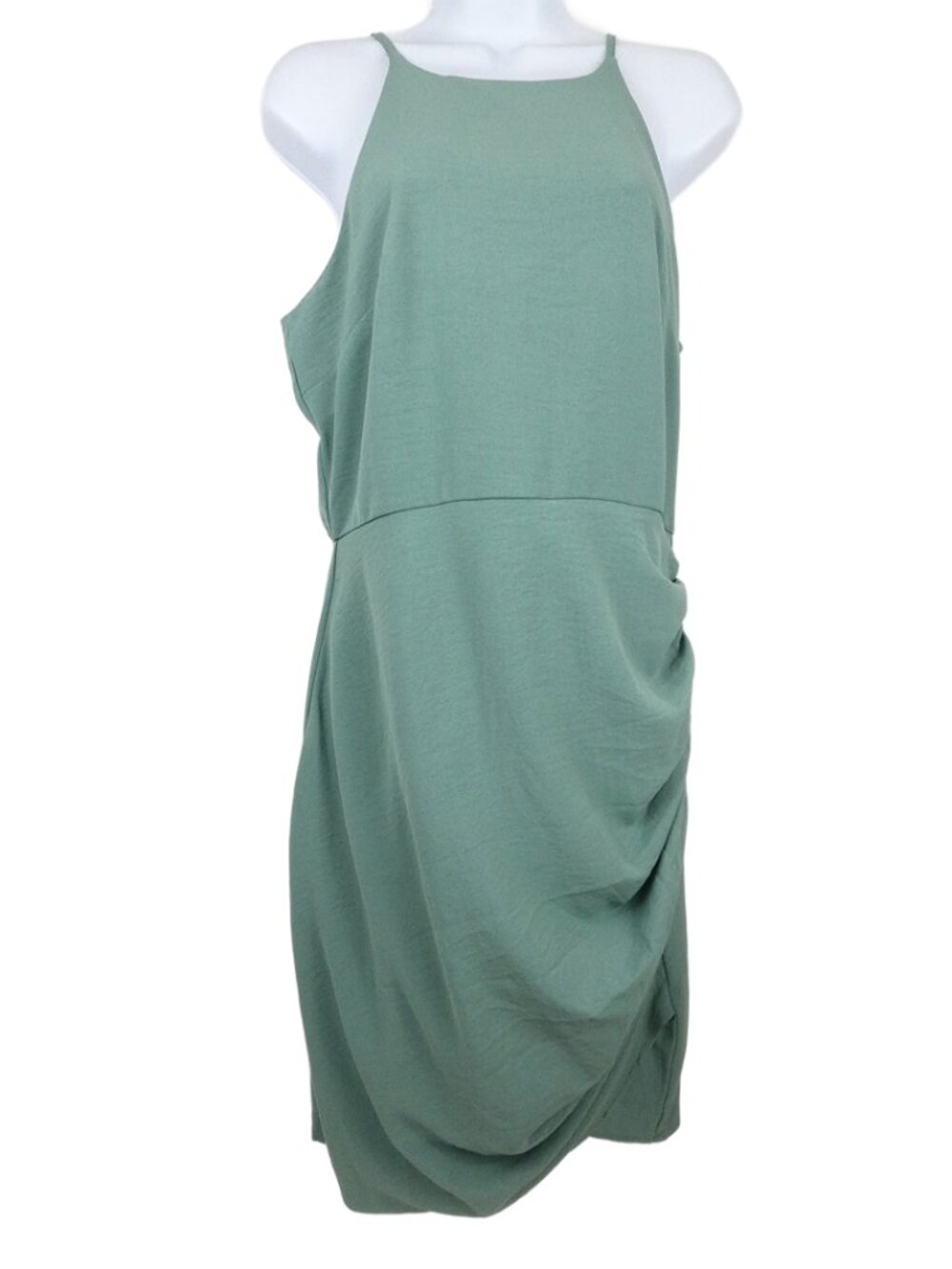 Pinkblush Dress Womens Maternity Large Green Sleeveless Cinched Waist NEW